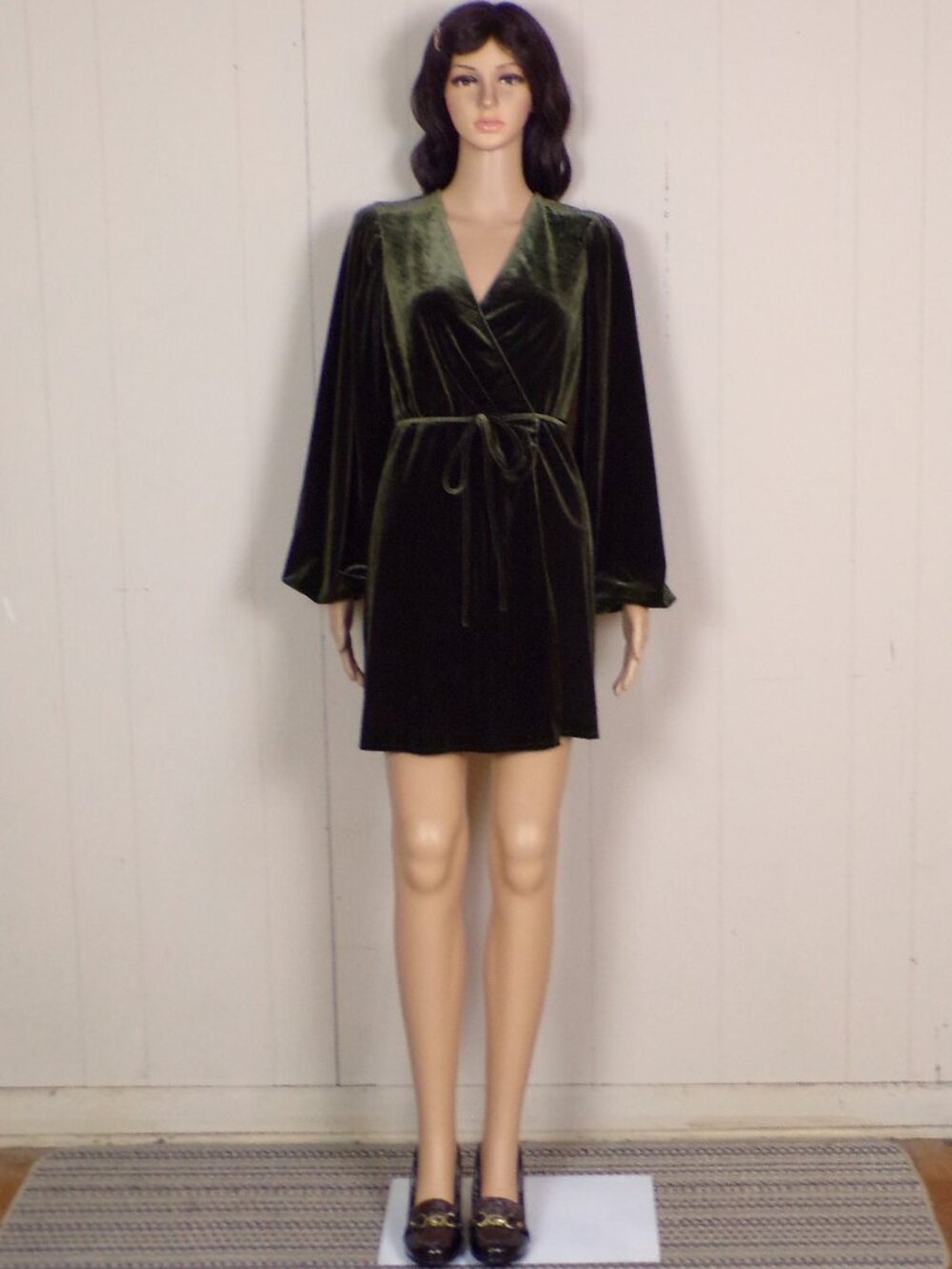 GIANNI BINI size XS brown velvet glitter-infused wrap dress polyester/elastane